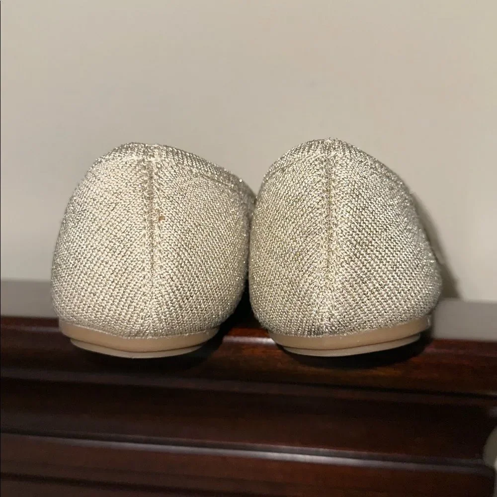 AEROSOLES 8.5 BOAZ Tan Gold Metallic Comfortable Knit Mary Jane Ballet Flats